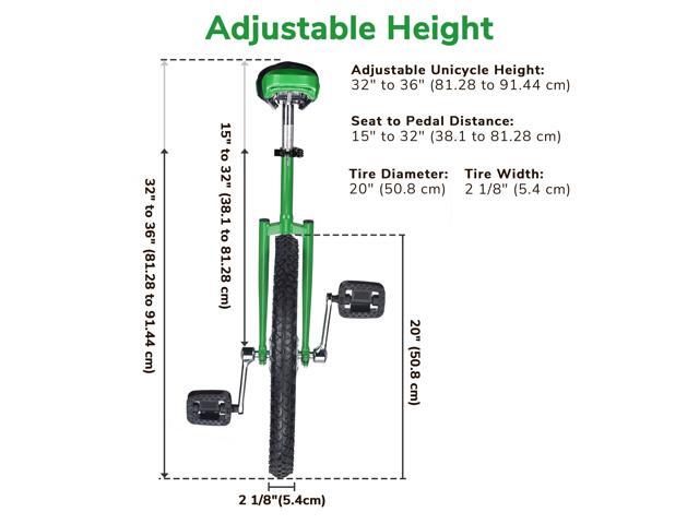 Yescom 20 In Wheel Outdoor Unicycle Leakproof Butyl Tire Circus Bike Balance Training for Adults Teenagers Kids, Green
