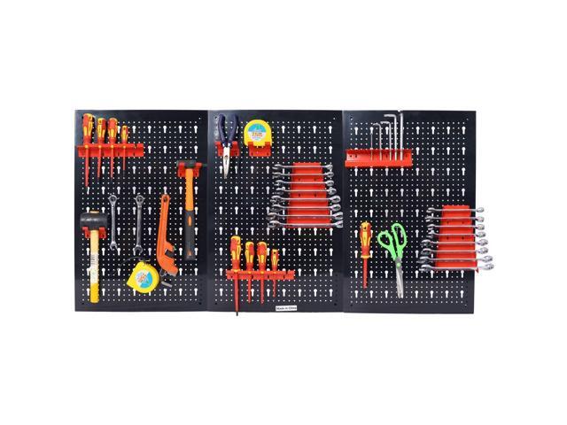 Yescom Metal Pegboard 48x24 Garage Tool Organizer Wall Mount with 3pcs 24x16 Black Peg boards and Pegboard Hooks Racks Accessories