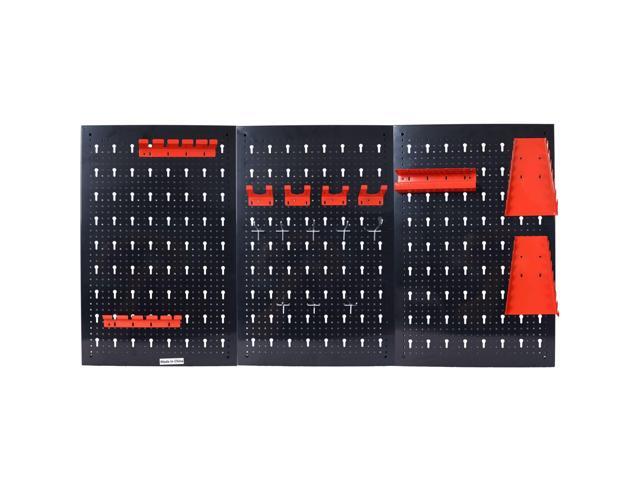 Yescom Metal Pegboard 48x24 Garage Tool Organizer Wall Mount with 3pcs 24x16 Black Peg boards and Pegboard Hooks Racks Accessories