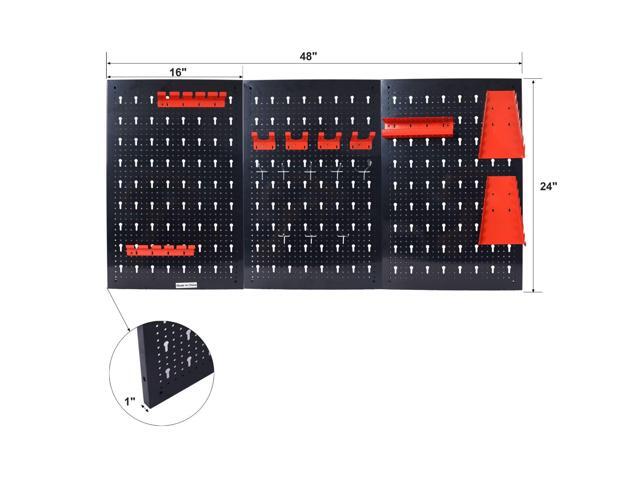 Yescom Metal Pegboard 48x24 Garage Tool Organizer Wall Mount with 3pcs 24x16 Black Peg boards and Pegboard Hooks Racks Accessories