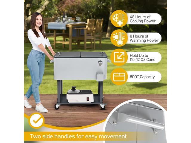 Yescom 80 QT Rolling Cooler Portable on Wheel Beverage Cart Patio Bar Party Pool