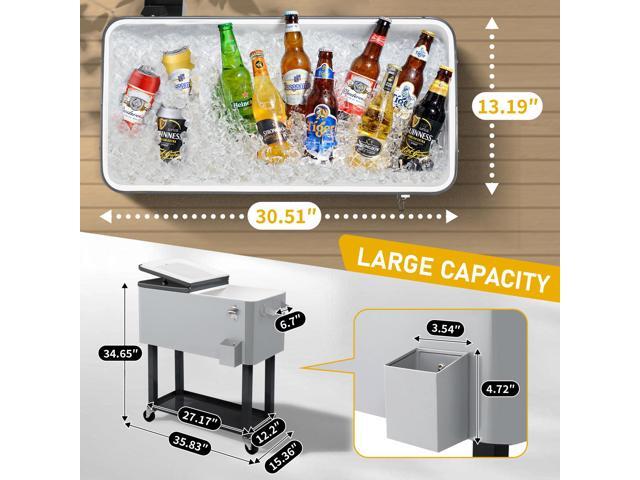 Yescom 80 QT Rolling Cooler Portable on Wheel Beverage Cart Patio Bar Party Pool