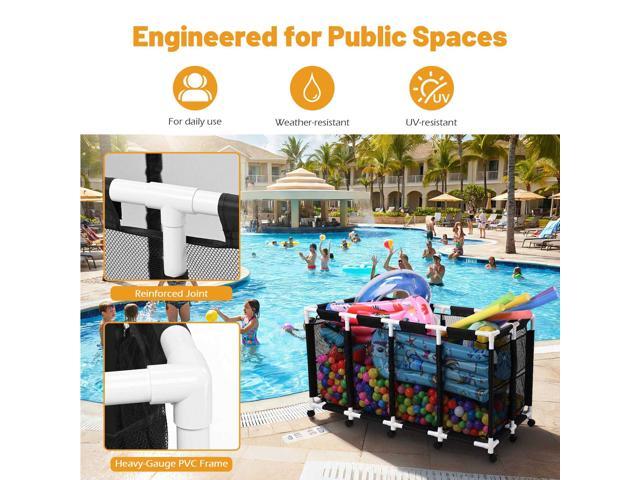 Yescom 274 Gallon Pool Float Storage Bin with Towel Rack Holder Set Rolling Cart Organizer 2026