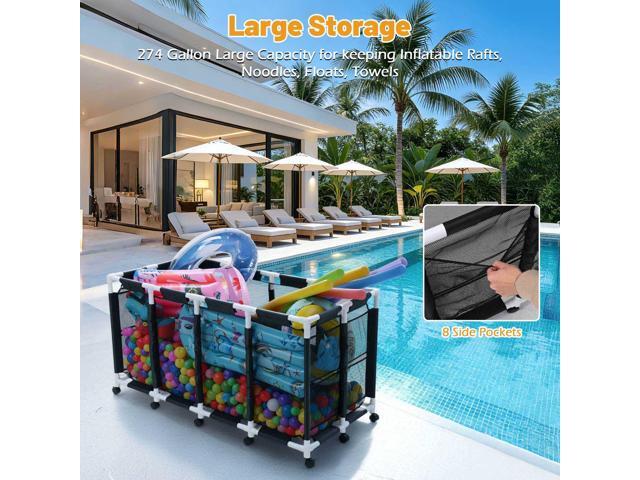 Yescom 274 Gallon Pool Float Storage Bin with Portable Bean Bag Toss Game Cornhole Board Set