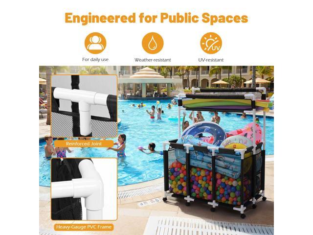 Yescom 424 Gal Pool Float Storage Bin 2 Tiers with Towel Rack Holder Set Rolling Noodles Raft Cart 2026