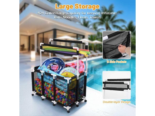 Yescom 424 Gallon Pool Float Storage Bin with Portable Bean Bag Toss Game Cornhole Board Set