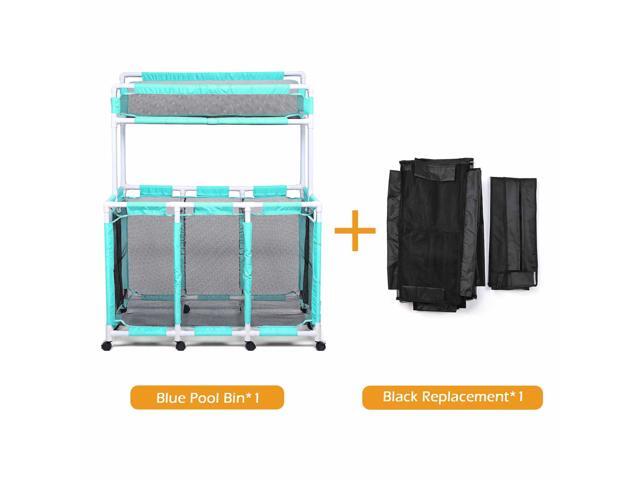 Yescom 424 Gal Pool Float Storage Bin Blue Net Replacement 52'x33'x67' 2 Tiers Rolling Toys Cart