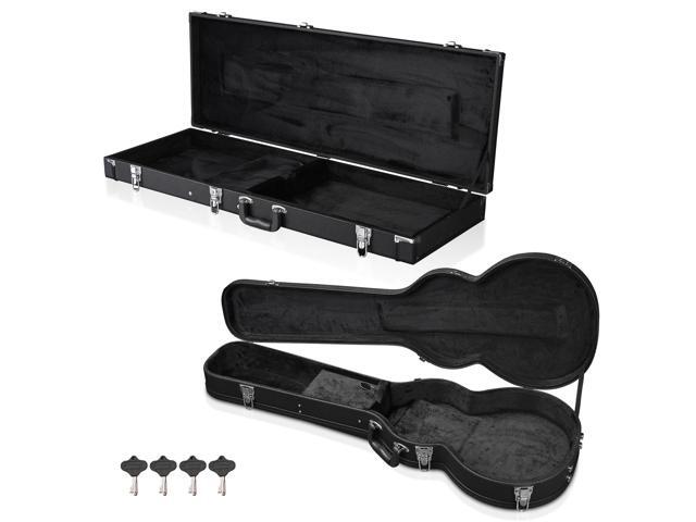 Yescom 2 Set Electric Guitar Hard Cases Wooden Shell for Les Paul Style & Universal Fit Portable Gig Bag with Lock Studio Travel