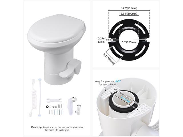 Yescom RV Camper Toilet Gravity Flush 20' High w/ Bidet Spray & Steel Step Stool