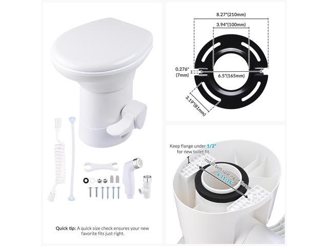Yescom RV Toilet Porcelain Enamel Gravity Flush w/ Bidet Spray & Step Foot Stool