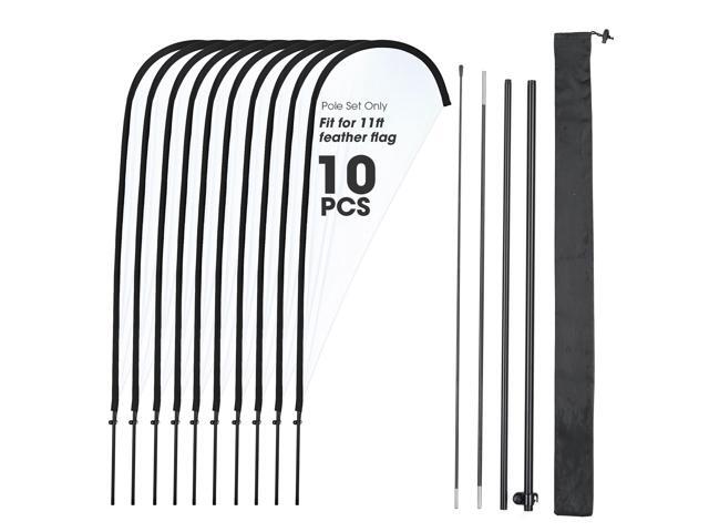 InstaHibit 10 Pack 11ft Teardrop Feather Flag Pole Kit with 20inch Ground Spike