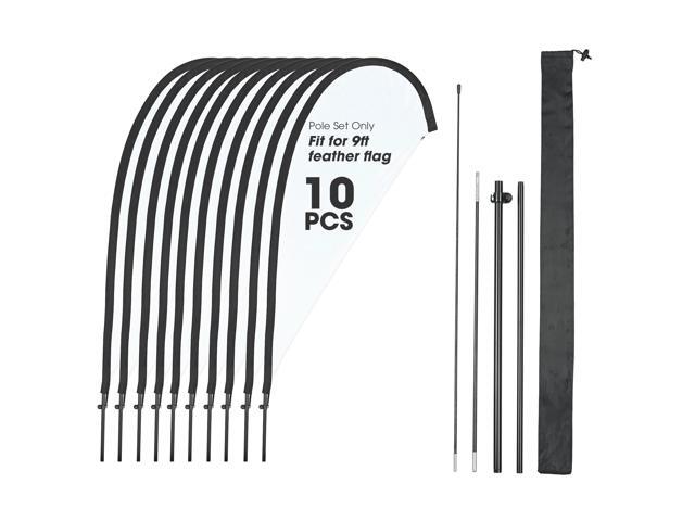 InstaHibit 10 Pack 9ft Teardrop Feather Flag Pole Kit with 20inch Ground Spike
