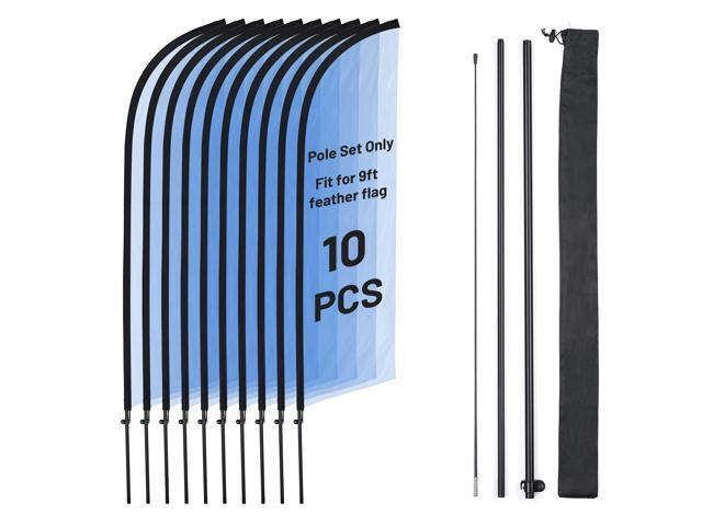 InstaHibit 10 Pack 9ft Feather Flag Pole Kit for Business Advertising Flags