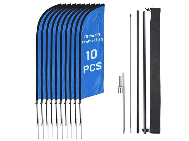 InstaHibit 10 Pack 9ft Feather Flag Pole Kit with 20inch Ground Spike Flag Base