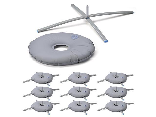 InstaHibit 10 Pack Feather Flag Cross Base Stand Foldable Ground Base w/ Water Weight Bag for Outdoor Event