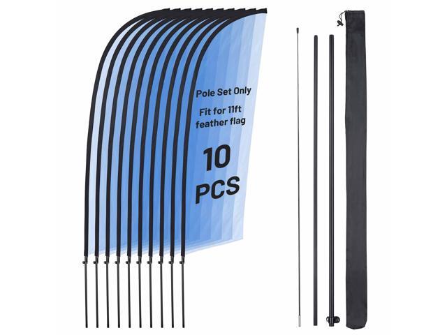 InstaHibit 10 Pack 11ft Feather Flag Pole Kit for Business Advertising Flags