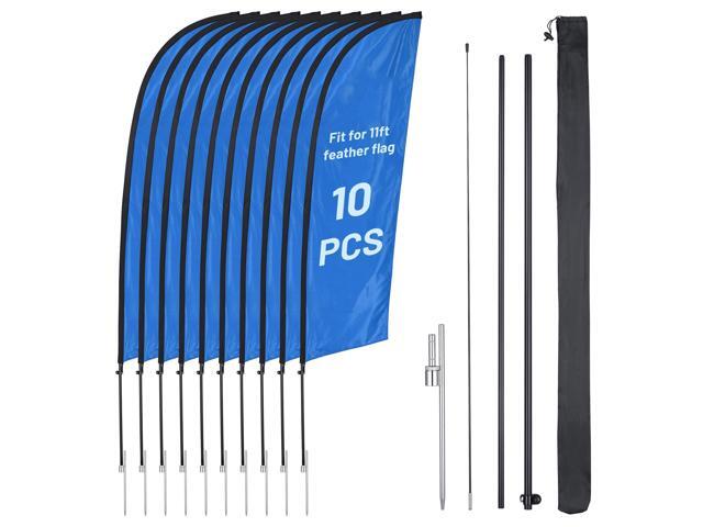 InstaHibit 10 Pack 11ft Feather Flag Pole Kit with 20' Ground Spike Flag Base