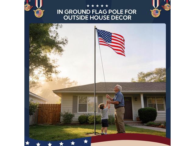 Yescom Bravery 25ft 13 Gauge Sectional Flag Pole Kit Aluminum for Outside House Inground Yard Garden Residential