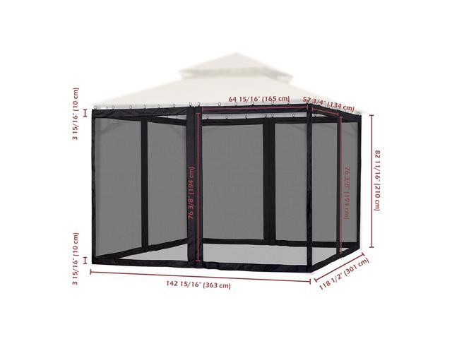 Yescom 10x12ft Gazebo Replacement Mosquito Netting Sidewall with Zipper for Patio Deck Outdoor Camping Yard Canopy Tent Pergola,Black