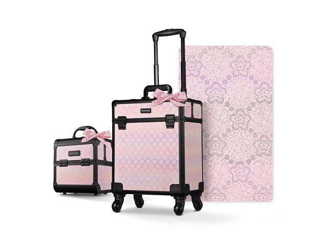 Byootique 2-Piece Makeup Train Case Cosmetic Organizer Kit Blush ForgetMeNot