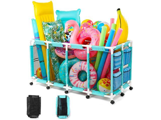 Yescom 274 Gallon Pool Float Storage Bin Blue Cover Replacement Rolling Raft Noodles Cart Organizer