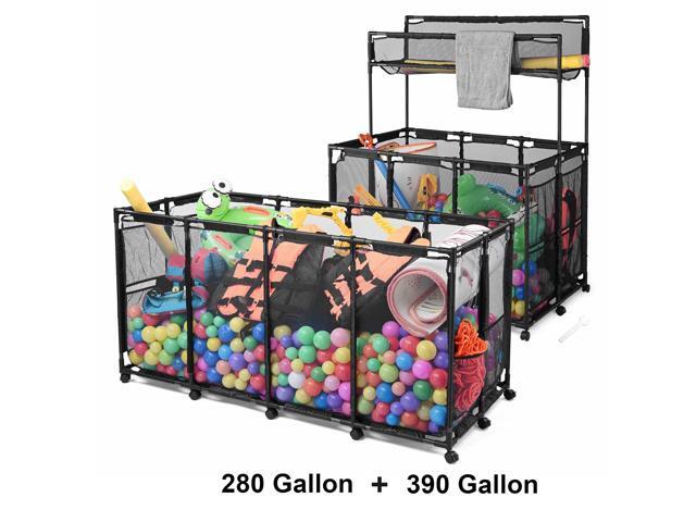 Yescom 2 Pack Mesh Pool Storage Bin Rolling Cart with Wheels Noodle Holder Large