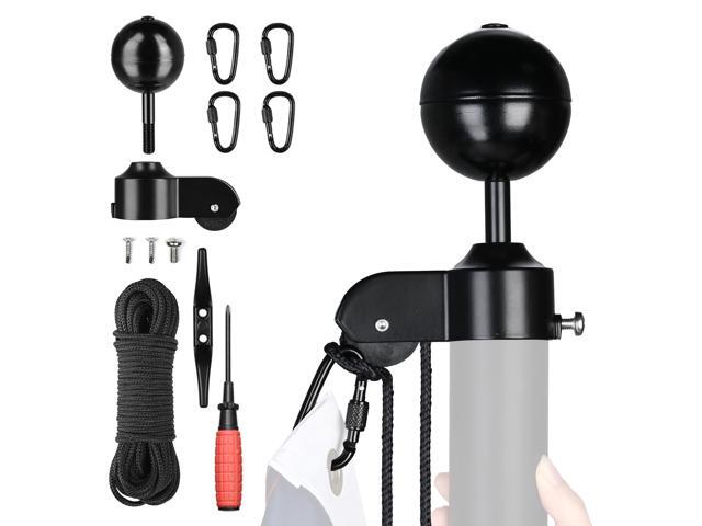 Yescom Flagpole Repair Kit 100% Aluminum 3' Black Ball 50FT Halyard Rope Cleat