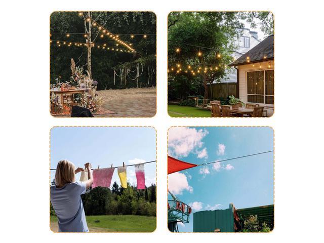 Yescom Outdoor String Light Hanging Kit ST38 Edison Bulbs Support - 59Ft x 4 Pre-looped Vinyl Coated Wire Rope Stainless Steel Cable and Hardware