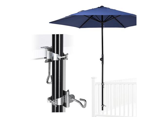 Yescom 7.5' Tilt Deck Railing Umbrella Kit with Drill-free Side Mount 2-Angle Clamp Holder for Portable Shade, Navy Blue