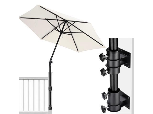 Yescom 7.5FT Patio Umbrella Deck Mount Kit with Side Holder Space Saving for Small Outdoor Rail Balcony Post Shade, Ivory