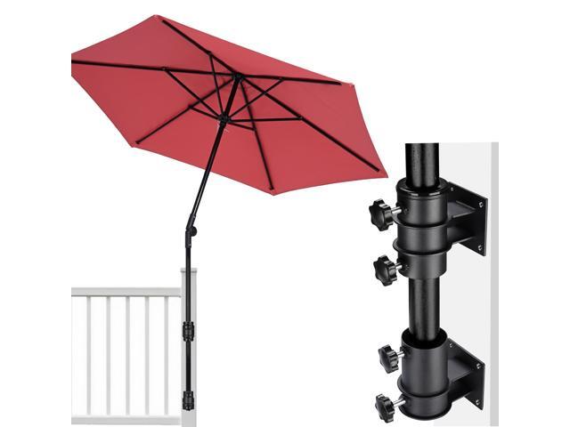 Yescom 7.5FT Patio Umbrella Deck Mount Kit with Side Holder Space Saving for Small Outdoor Rail Balcony Post Shade, Red