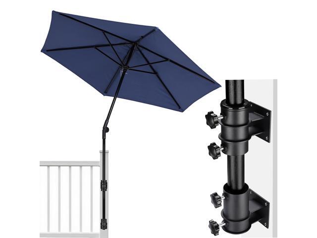 Yescom 7.5FT Patio Umbrella Deck Mount Kit with Side Holder Space Saving for Small Outdoor Rail Balcony Post Shade, Navy