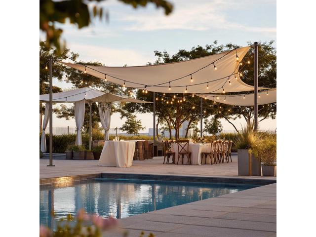 Yescom 8 Ft Sun Shade Sail Pole Post Canopy Awning Deck Patio Backyard with Pole Bracket Clamp Powder Patio Outdoor 96' Black