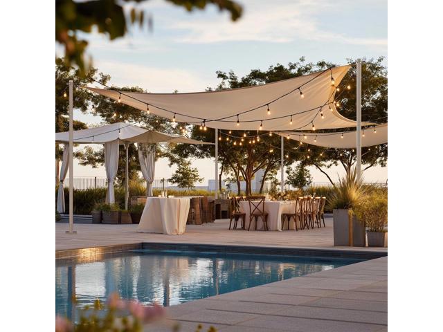 Yescom 8 Ft Sun Shade Sail Pole Post Canopy Awning Deck Patio Backyard with Pole Bracket Clamp Powder Patio Outdoor 96' Silver