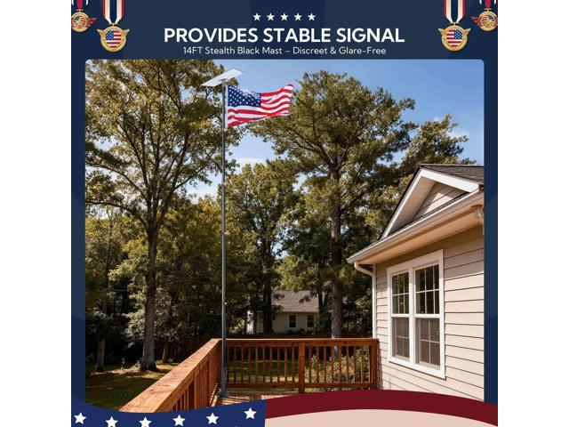 Yescom EZ GO 14ft Starlink Gen 3 Pole and Ground Mount Kit with Deck Mount & Starlink Standard Adapter Aluminum Telescoping Starlink Pole for Home...