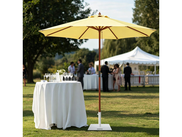 Yescom 9FT Solid Wood Patio Umbrella with Base Included Stand for Outdoor Event Rental Shade Resort Wedding Party Butter Yellow