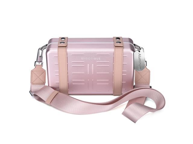 Byootique Aluminum Mini Crossbody Bag with Adjustable Strap for Travel,Pink
