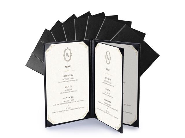 WeChef 10 pack 8.5'x14' Restaurant Menu Book Covers 4 View PU Leather w/ Angled Corner Wine List Bar Hotel