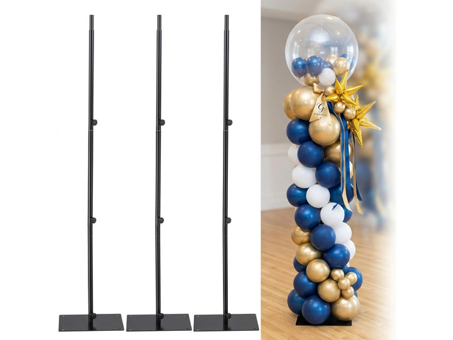 Yescom 3 Pack Balloon Column Stand with Base for Floor for Wedding Grand Opening Anniversary Graduation Event Party Decorations