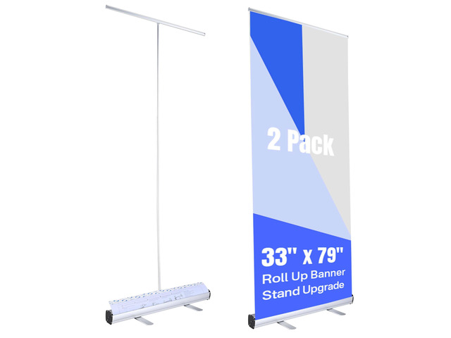 InstaHibit 2 Pack 33'x79' Retractable Roll Up Banner Stand Pop Up Banner Trade Show