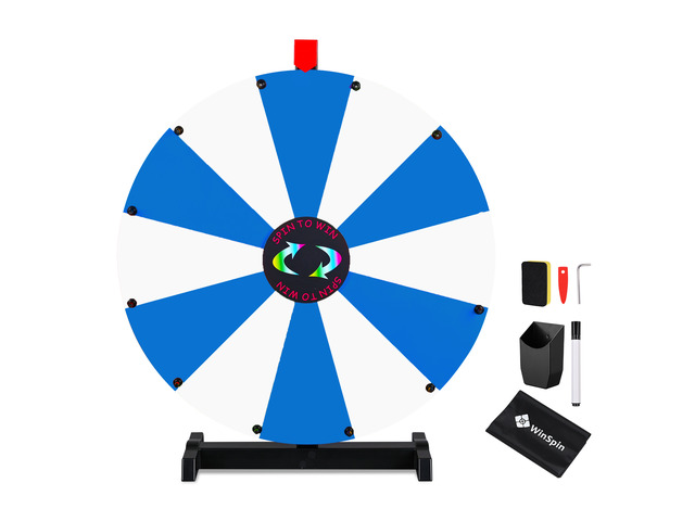 WinSpin 24' Pop Up Display Tabletop Prize Wheel Blue & White Trade Show Display Spinning Wheel 12 Slots for Outdoor Booths Exhibition Events