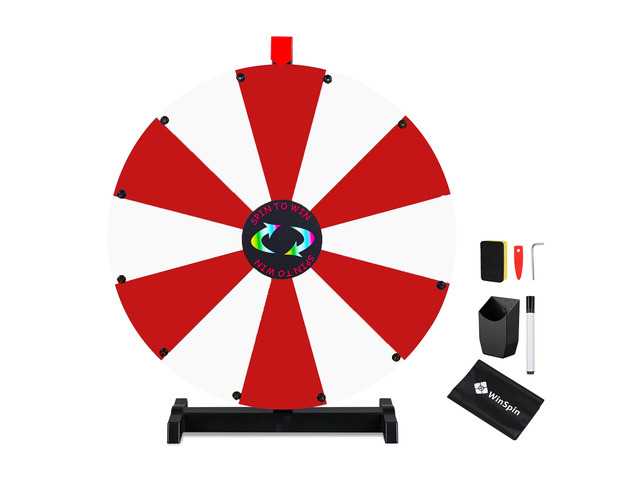 WinSpin 24' Pop Up Display Tabletop Prize Wheel Red & White Trade Show Display Spinning Wheel 12 Slots for Outdoor Booths Exhibition Events