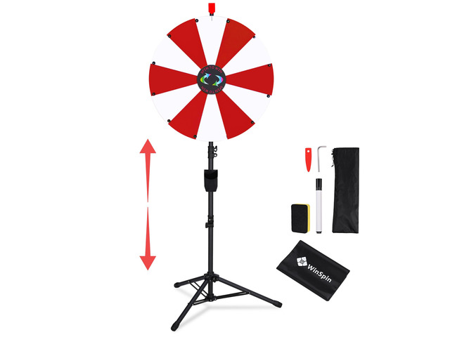 WinSpin 24' Display Prize Wheel Red & White DIY Floor Stand 12 Slot Modular Custom Spinning Wheel Pop Up Trade Show