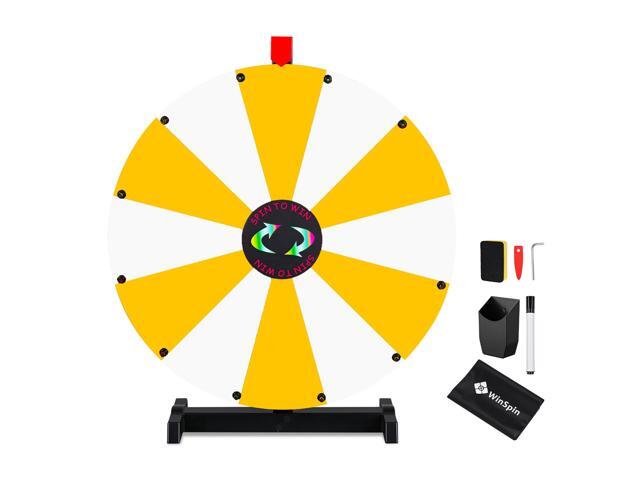 WinSpin 24' Display Prize Wheel Yellow & White DIY Tabletop 12 Slots Modular Custom Spinning Wheel for Pop Up Trade Show