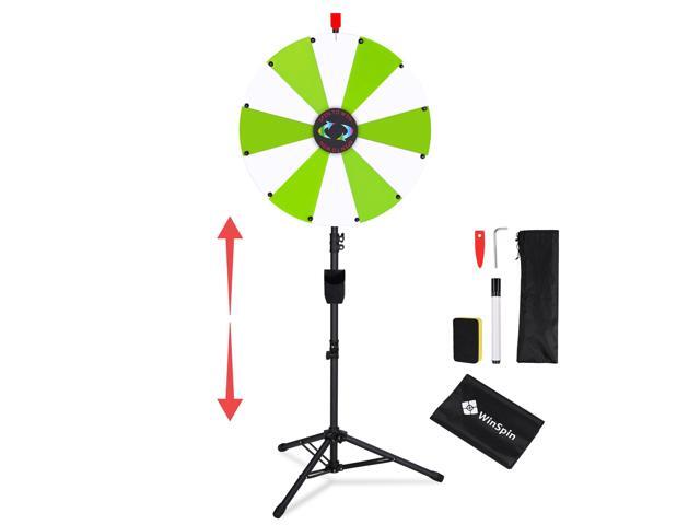 WinSpin 24' Display Prize Wheel White & Green DIY Floor Stand 12 Slot Modular Custom Spinning Wheel Pop Up Trade Show