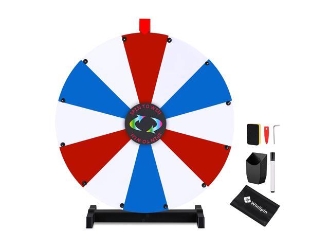 WinSpin 24' Display Prize Wheel Blue & Red & White DIY Tabletop 12 Slot Modular Custom Spinning Wheel Pop Up Trade Show