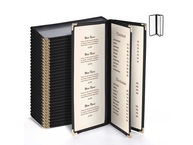 WeChef 30 Pcs Restaurant Menu Covers Holders for 4.25 x 11' Paper 3 Page 6 View
