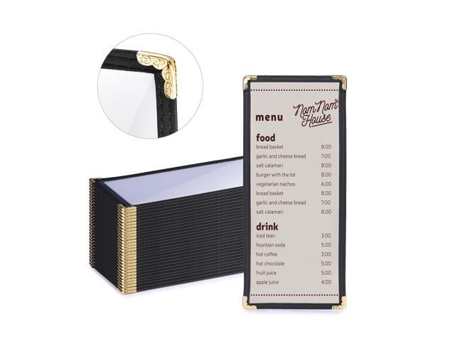 WeChef 30 Pcs 4.25 x 11' Restaurant Menu Covers Single Page 2 View Menu Sleeves Double-Stitched Edge PVC for Wine List
