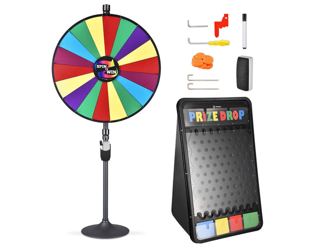 WinSpin 36' Dual Use 18 Slots Prize Wheel 41x25' Prize Drop Game Board Party