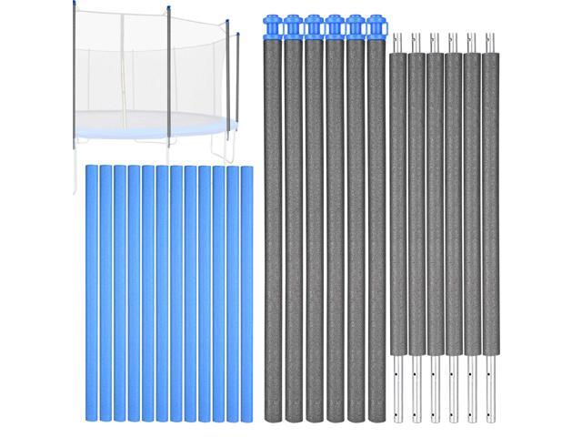 Yescom 6 Pcs Trampoline Replacement Poles with Clamps & 12 Pcs Trampoline Pole Foam Sleeves, Universal Hardware for Straight Poles